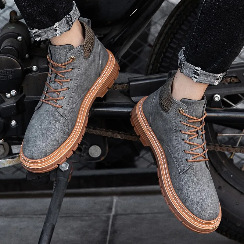 

Men ankle Boots autumn leather Menfashion Boots high top Shoes Men Footwear Fashion Rubber Ankle Motorcycle Combat boots