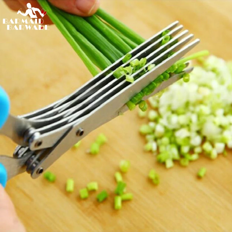 

19cm Minced 5 Layers Multifunctional Kitchen Scissor Shredded Chopped Scallion Cutter Herb Laver Spices Cook Tool Cut Kitchen