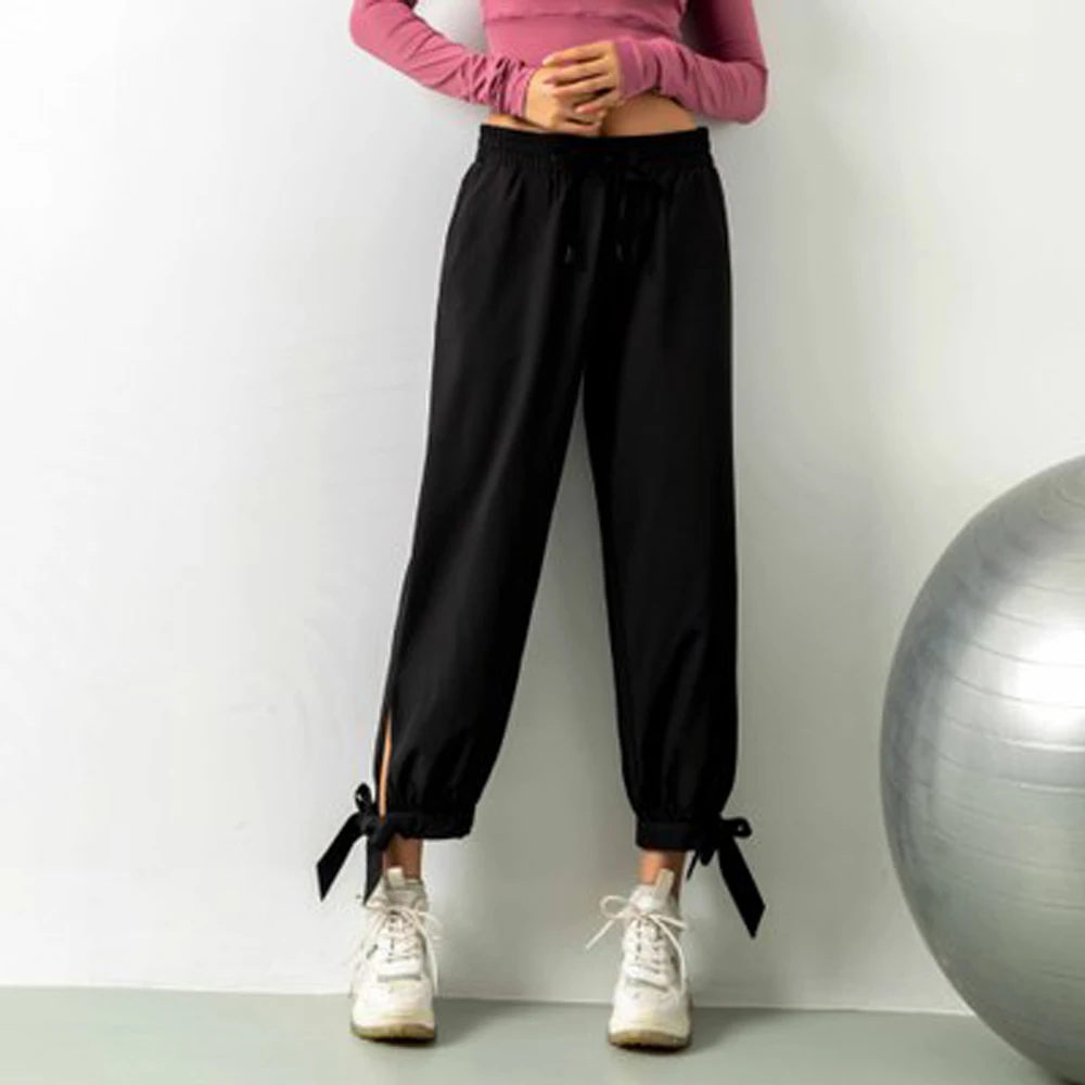 Дышащие штаны для бега с эластичной резинкой на талии Модные свободные брюки