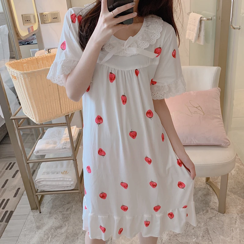 Женские хлопковые ночные рубашки летняя одежда для сна повседневные платья