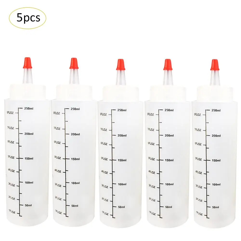 

5Pcs Squeeze Squirt Condiment Bottles With Cap Lid Needle-nosed Squeeze Bottle Salad Sauce Bottle Gravy Ketchup Cruet Storage