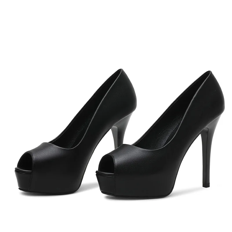 Женские свадебные туфли It's yiiya черные лодочки на платформе и высоком каблуке 12