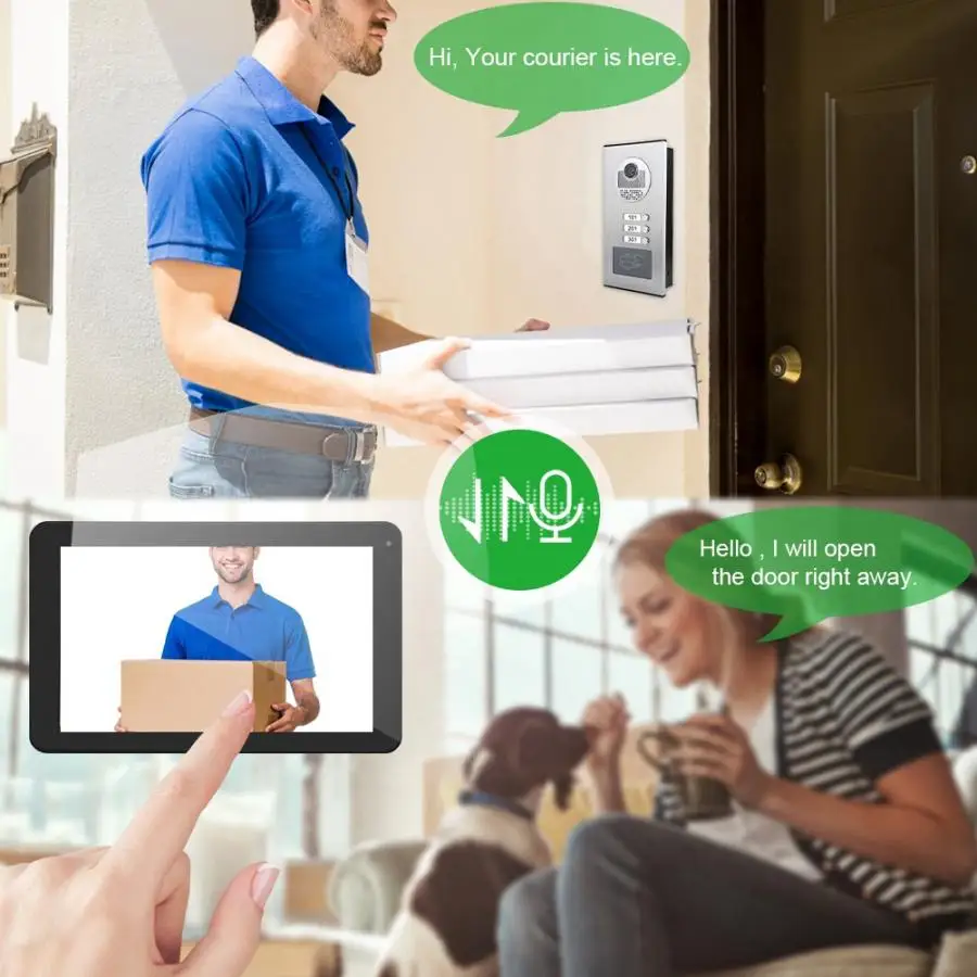 9 дюймов умный сенсорный экран беспроводной wifi домофон дверной звонок Система