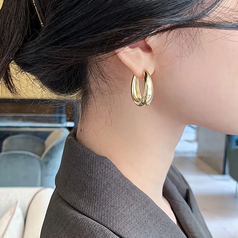 

Korean Simple Geometry Earrings Fashion Temperament Sweet Pearl Flower Earring Female Jewelry