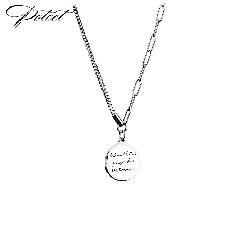 

POTCET Women's Stainless Steel Alphanumeric Titanium Steel Necklace Pendant Sweater Chain Fashion Hip Hop Party Jewelry
