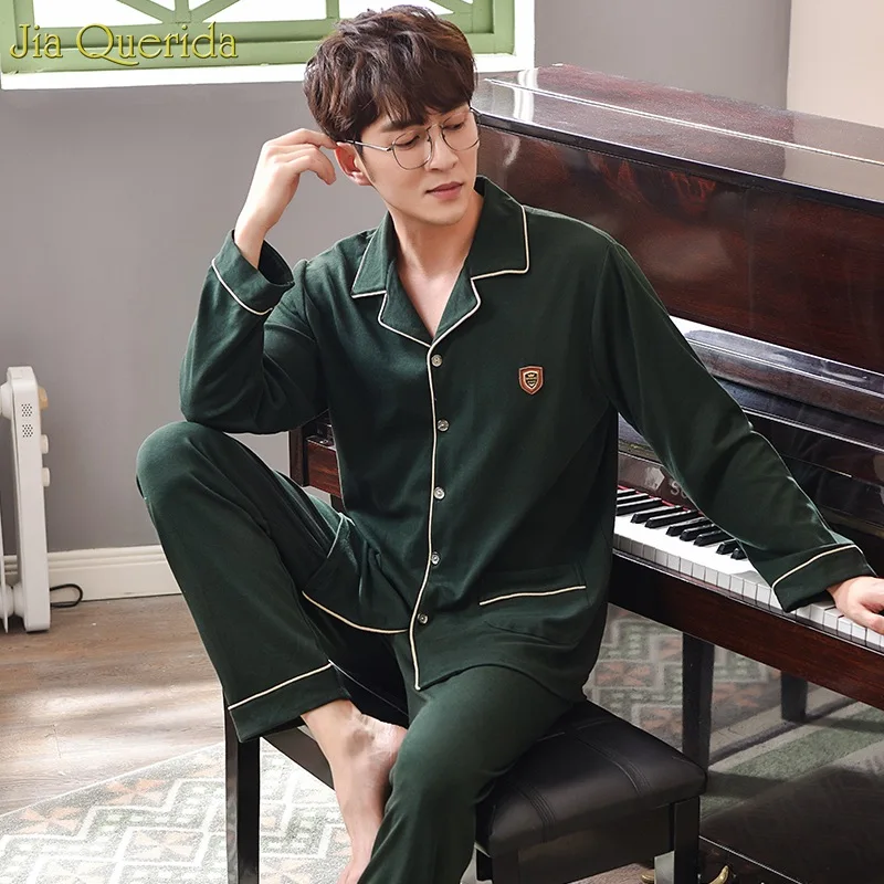 Пижама для мужчин красная элегантная мужская пижама 100% хлопок длинные рукава