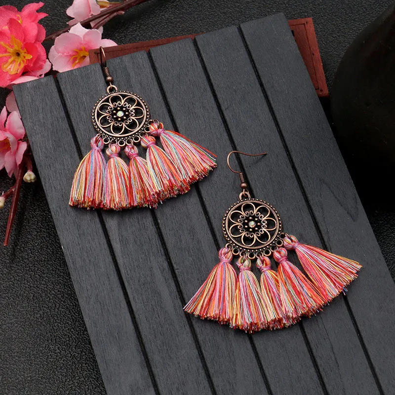 Богемные стильные женские серьги ювелирные изделия среднего размера с