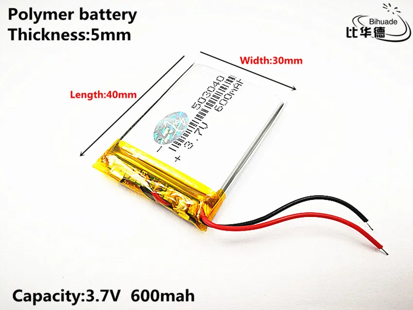 5pcs Liter energy battery Good Qulity 3.7V 600mAH 503040 Polymer lithium ion / Li-ion for TOY POWER BANK GPS mp3 mp4 | Электроника