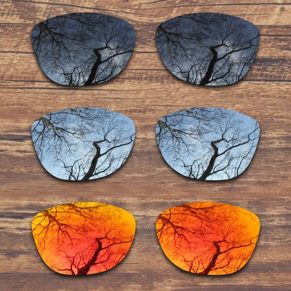 Поляризованные Сменные линзы Millerswap для солнцезащитных очков Oakley Frogskins OO9013, черные, серебристые, огненно-красные, 3 пары