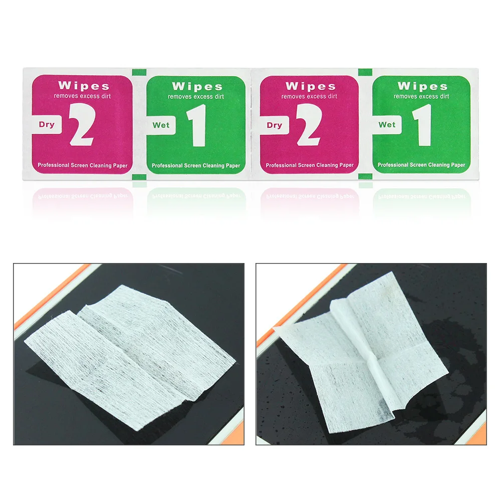 

JONSNOW 1+2 Wet Dry Wipes Cleaning Cloths Tool For Tempered Glass Screen Protector Guard Film For All Mobile Phone Camera Tablet