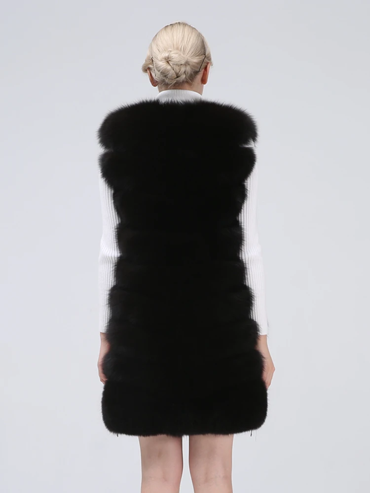 New Fashion Fox Fur Vest Zipper Real Fur Jacket Female Winter Warm Fur Coat High Quality Leather Vest Fur Fox