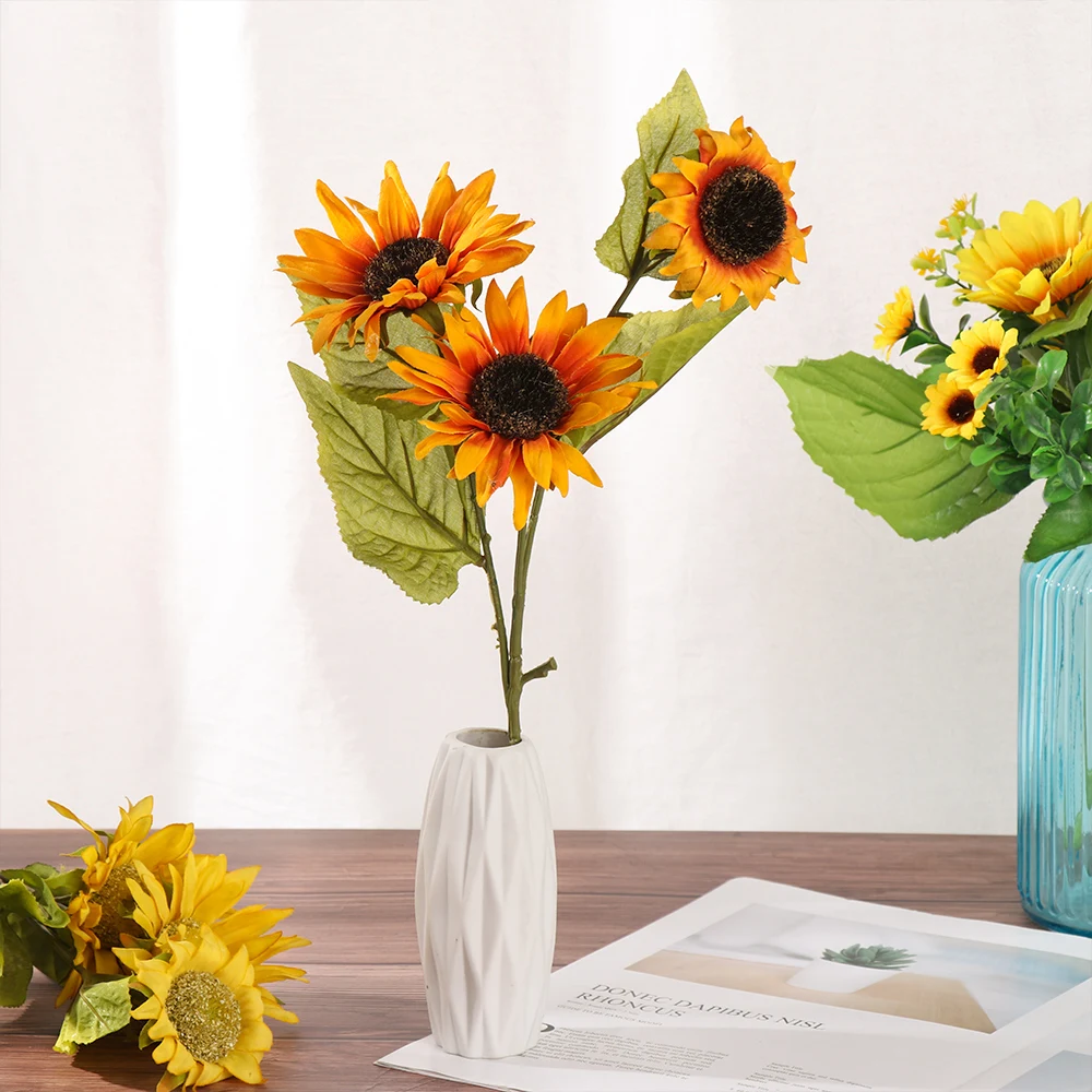 50 см поддельные пластиковые Стволы подсолнухи длинные шелковые искусственные DIY