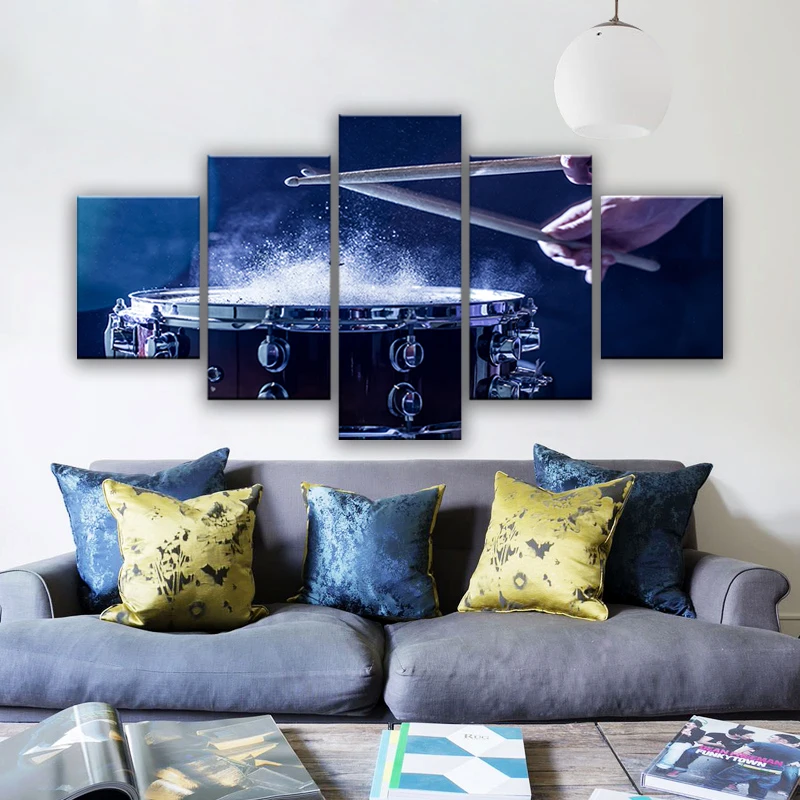 

Wall Art Canvas Paintings Modular Home Decor HD Prints 5 Pieces Drums Pictures Musical Instruments Posters Living Room Framework