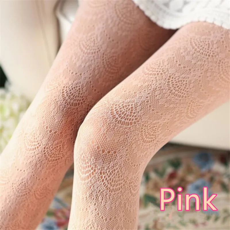 Pink Винтажные Ажурные кружевные шелковые колготы в стиле Лолиты, женские костюмы для косплея, аксессуары, колготки, носки - Цвет: Pink