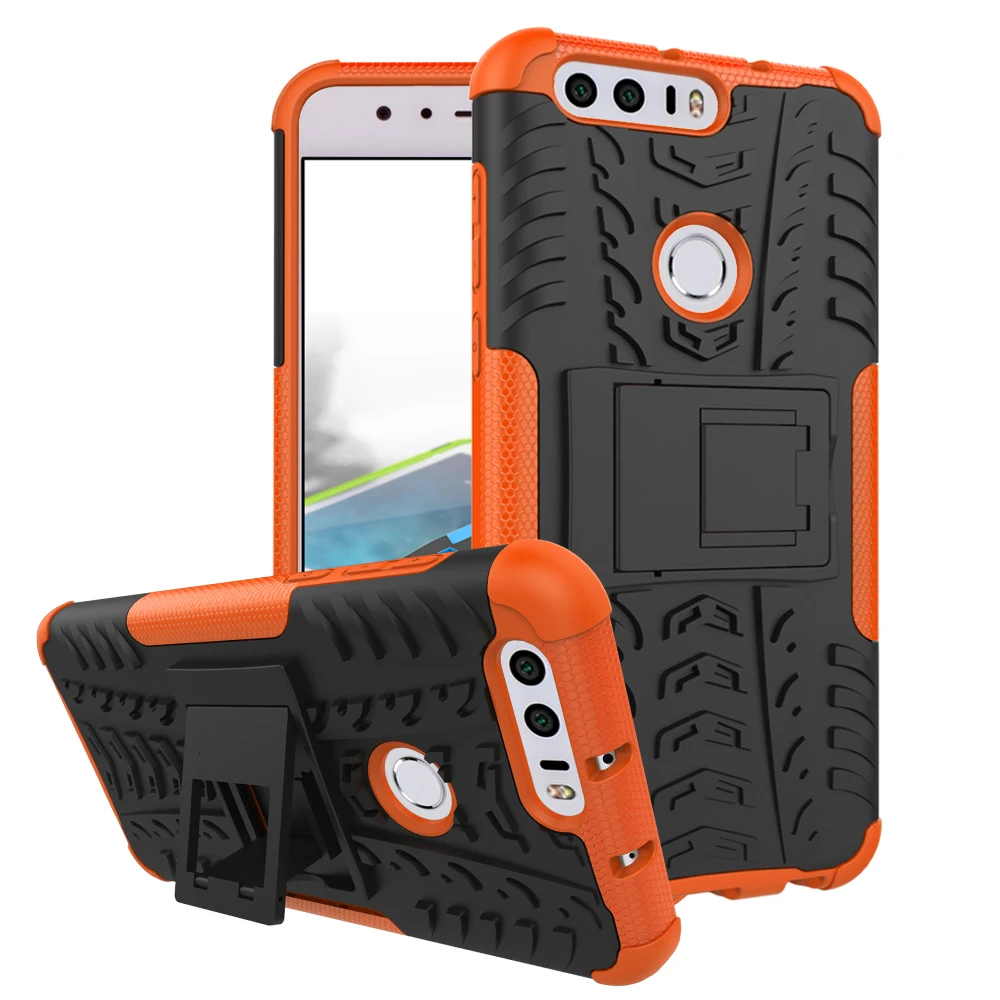 Fitted Case For Huawei Honor 8 Heavy Duty Armor Shockproof Hybrid Silicone Phone Back Cover Full | Мобильные телефоны и