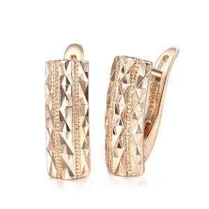Женские прямоугольные серьги-гвоздики Trendsmax, розовое золото 585 пробы, Геометрическая застежка, необычные серьги, GE71, 2021