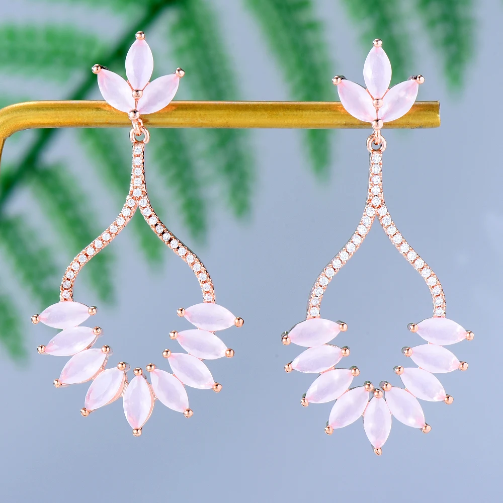 

GODKI трендовые розовые серьги-капли воды для женщин, свадебные серьги из Кубического циркония в Дубае, свадебные серьги, ювелирные изделия дл...