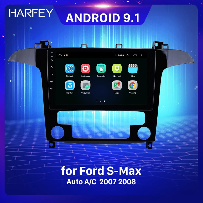 Harfey AUX сенсорный экран 9 дюймов Android 1 GPS навигация радио для Ford S-Max Auto A/C 2007-2008 с
