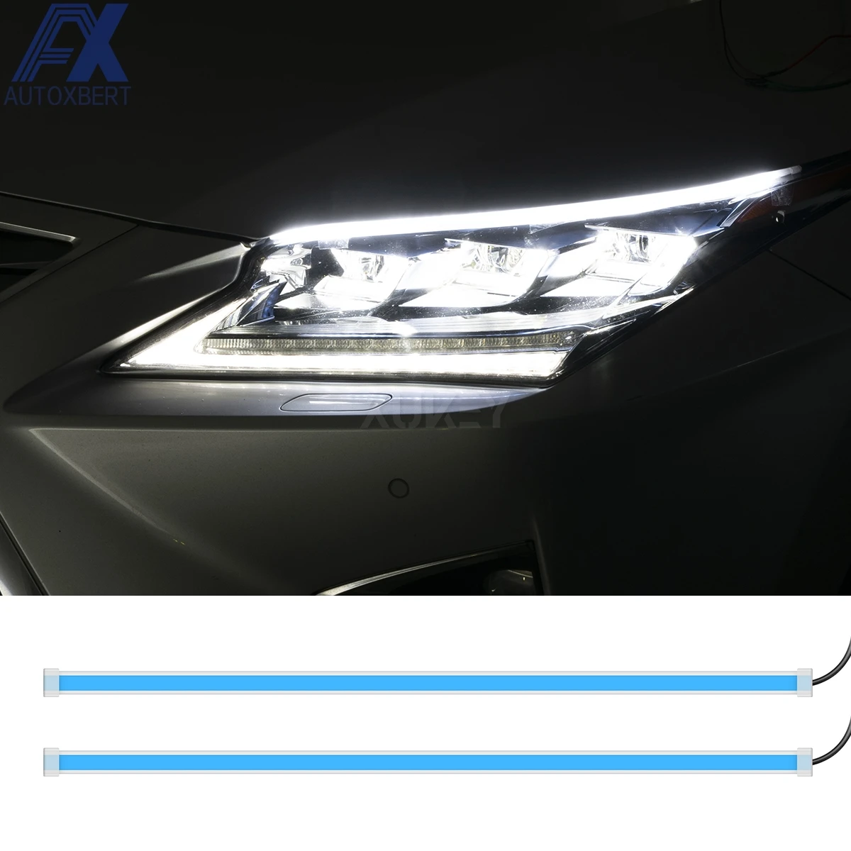 

L+R Sequential LED Strip Turn Signal Indicator DRL Daytime Running Light Car Headlight Assembly Lighting Upgrade Dynamic Flowing