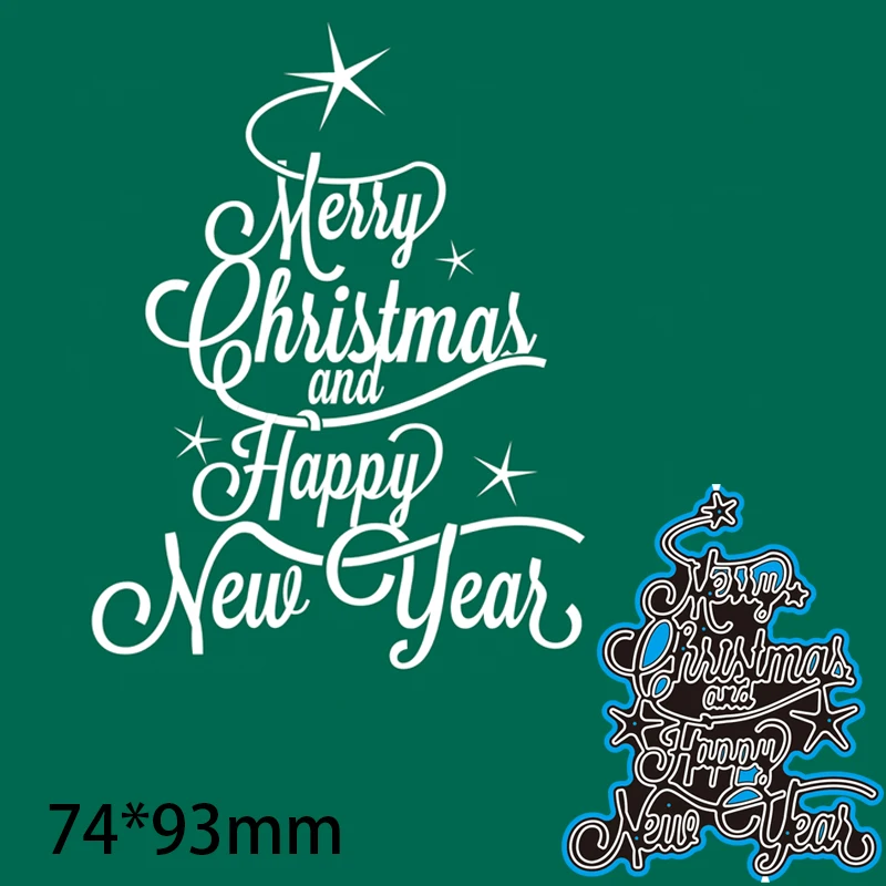 

Cutting Dies Merry Christmas And Happy New Year And Stamps Stencil for DIY Scrapbooking Photo Album Embossing Paper Card 74*93mm