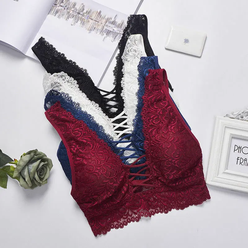

2020 Women Intimates Lace Push-up Bra Padded Vest Bralette Crop Tops Underwear