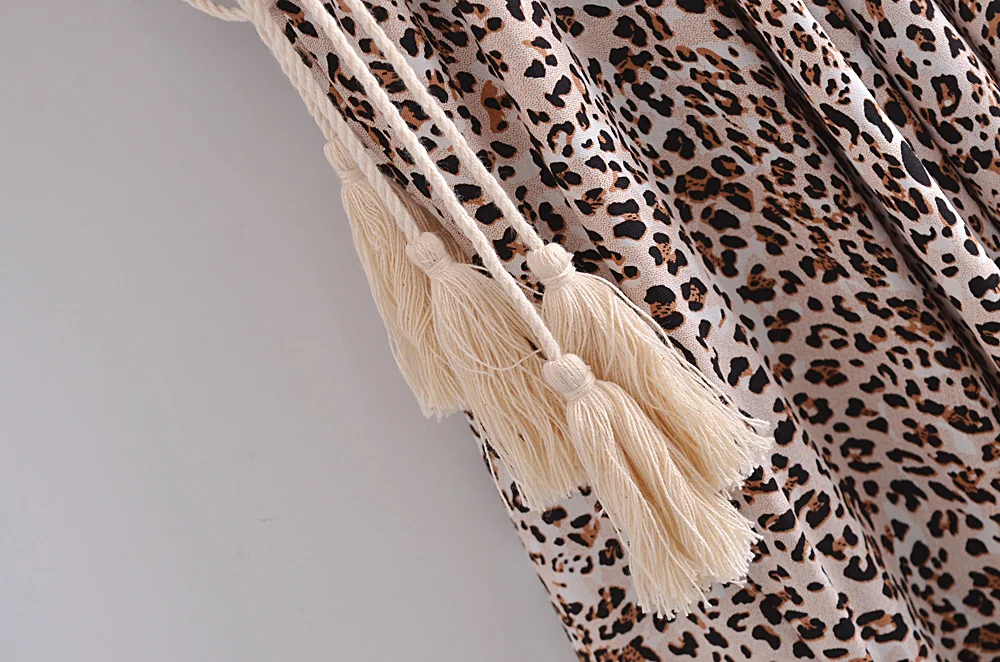 Женское пляжное платье-макси с леопардовым принтом и V-образным вырезом | Женская