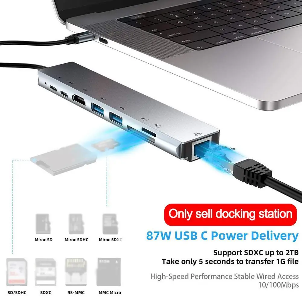 8 в 1 4 многопортовый Тип C USB совместимому с HDMI адаптер 3 0 кабель хаб для Macbook Aux
