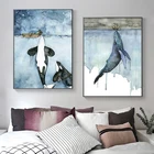 Абстрактная Современная Акварельная КИТ, морской пейзаж, плакат и принты, холст, живопись, настенные картины, картины, картина для гостиной