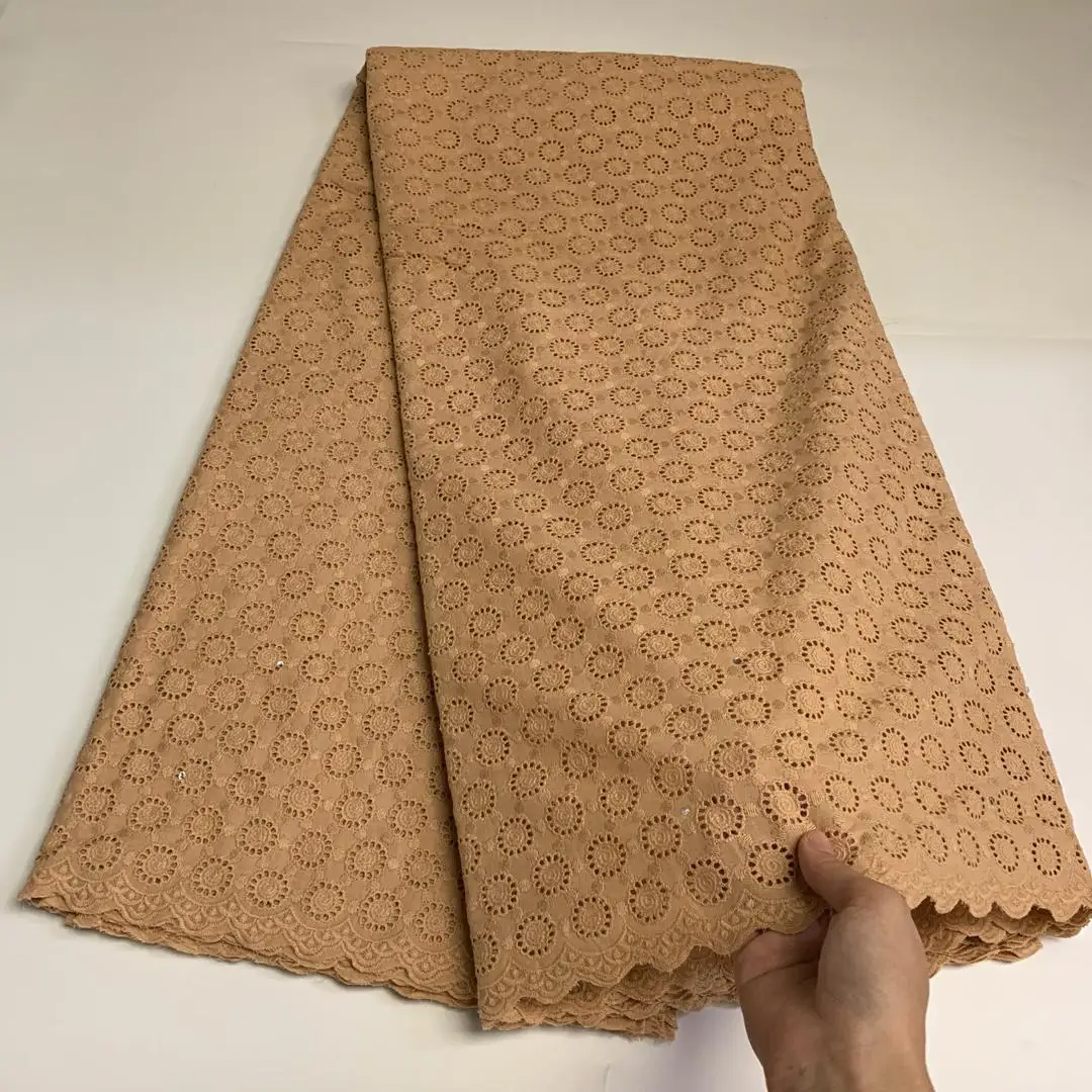 

African 100%Cotton Lace Fabric 2021 Latest Swiss Voile Lace In Switzerland With Stones For Wedding Most Popular fabric XP1-6