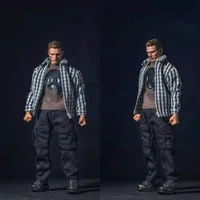 112 scale figure accessory plaid shirt t shirt jean pants clothes suit set model for 6 inches male action figure body