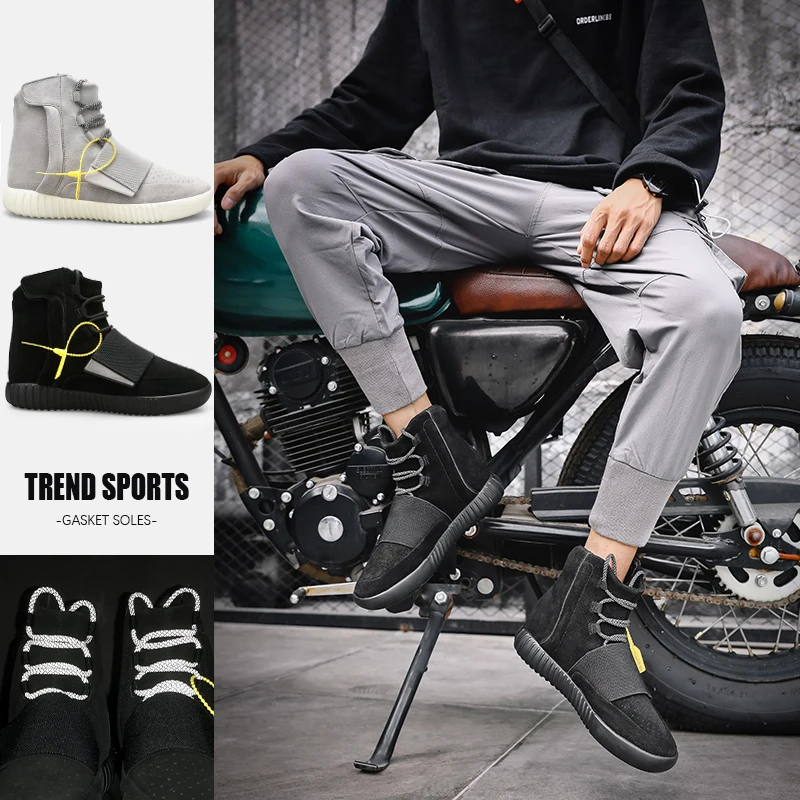 

Men Genuine leather Ankle Boots Spring High Top Breathable Casual Shoes Luxury Brand Male British Style Sneakers Ankle Boots