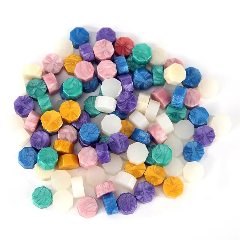 Sealing Wax Pills Grain 100Pcs Retro Octagon Granules Stamping Envelopes Customs Fire Painting for Valentine Presents | Дом и сад