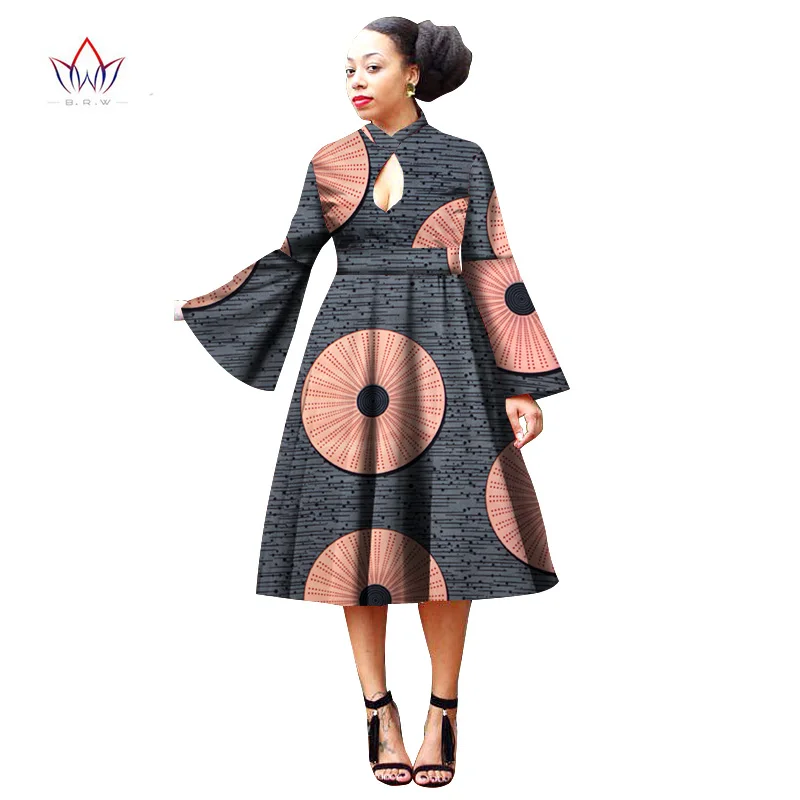 Bintarealwax Африканский Воск Принт платья хлопка Bazin богатый стиль Одежда для женщин