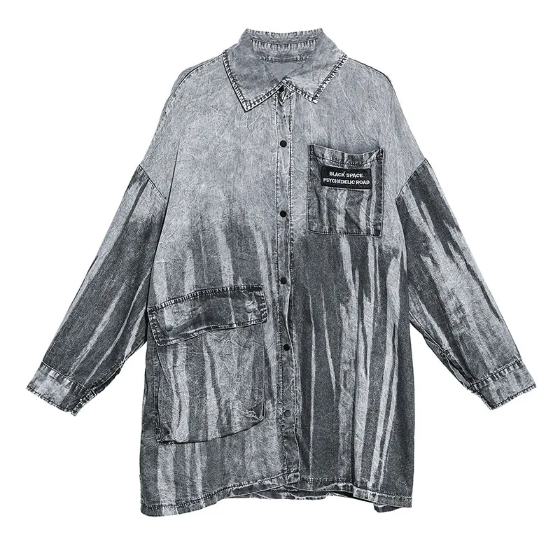 

QING MO Black Blue Women Woven Blouse 2021 Women Vintage Loose Blouse Female Plus Size Full Sleeve Blouse ZQY3171