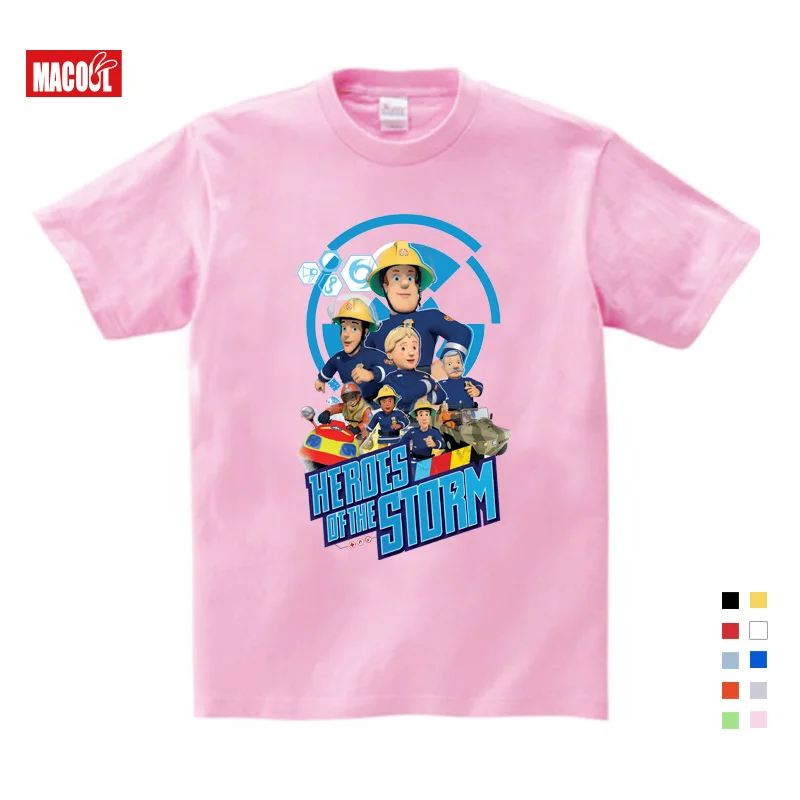 

Children Cartoon Fireman Sam Print Cotton T-shirts For Boy Shirt Short Sleeve Tee Tops Clothes 3-12 years boys summer clothes