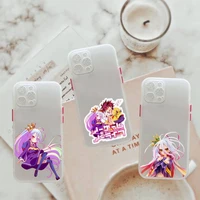 anime no game no life phone case for iphone 12 11 mini pro xr xs max 7 8 plus x matte transparent white cover