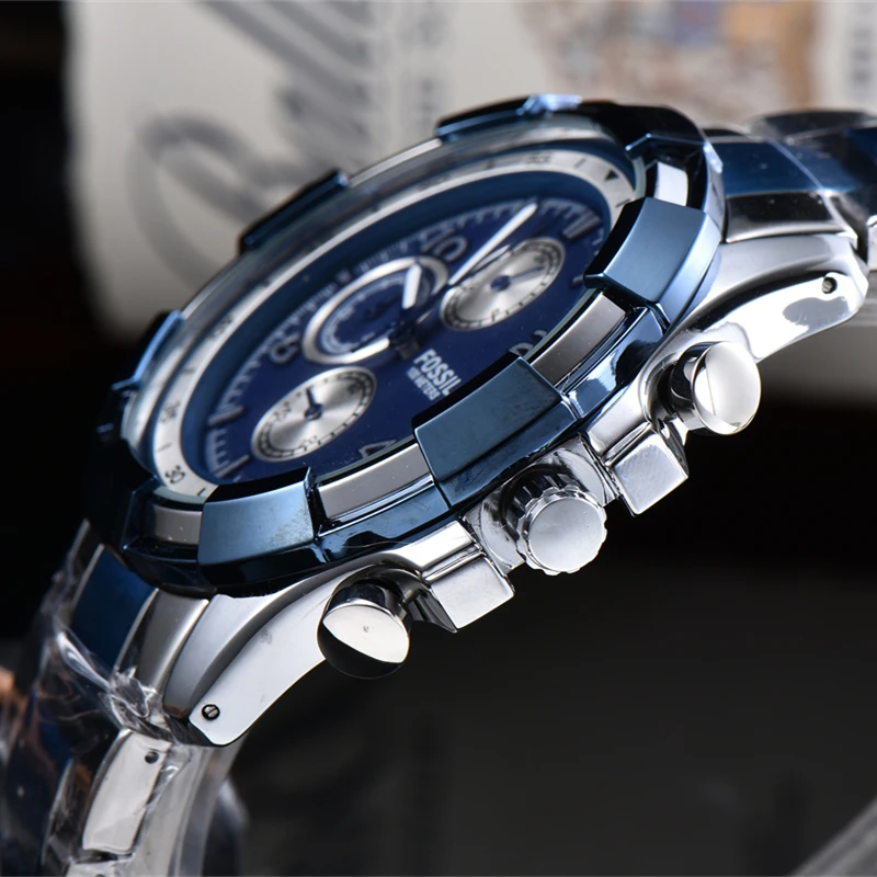 

AAA America luxury brand men watch fashion Chronograph Wristwatches quartz 47mm dial clocks Stainless Steel strap reloj hombre