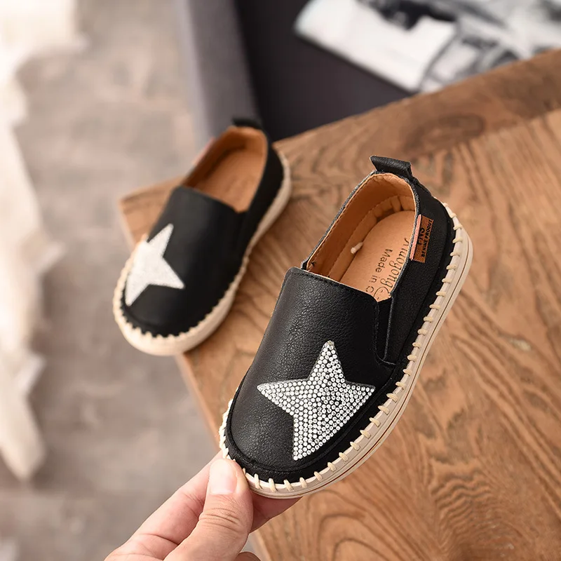 Туфли детские кожаные лоферы плоская подошва дышащие повседневная обувь