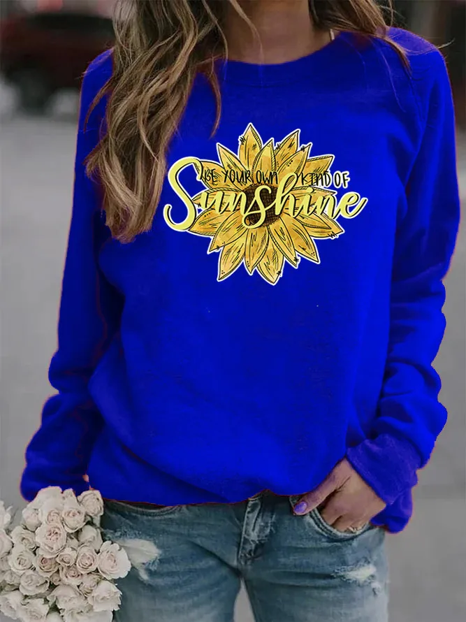 

Women Hoodie Sunshine Printed Hoodies Women Fleece Long Sleeve O Neck Loose Sweatshirt Girls Pullovers Winter