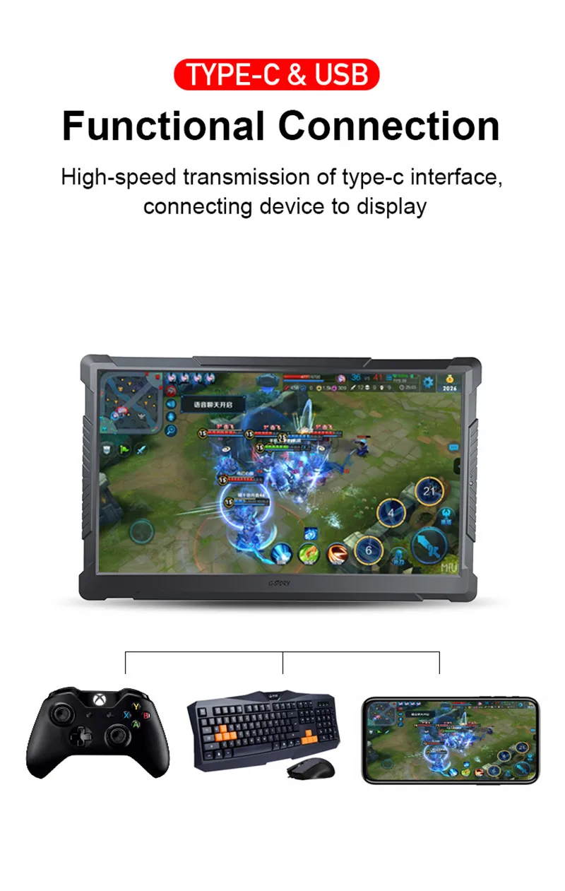 G-STORY 17," HDR глаз-Уход Портативный Comput PC монитор Hdmi для ноутбука, Xbox, переключатель и Ps4 FreeSync Портативный ЖК-игровой монитор