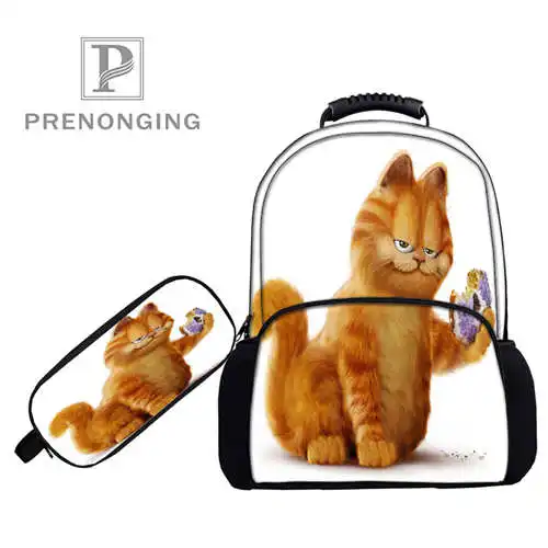 На заказ 17 дюймовые рюкзаки Гарфилда пеналы для ручек 3D печать школьные женские