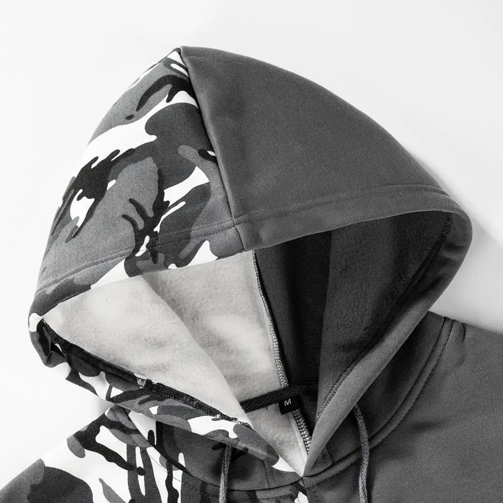 

Brand Men's Hoodies 2021 Autumn Winter Spliced Hoodie Camouflage Sweatshirts Casual Men Fleece Warm Hoodies Tops drop shipping