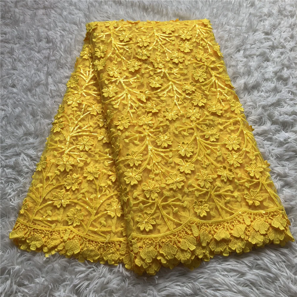 

2021 High Quality AfricanNigeria Lace Fabric For Sewing Embroidery Swiss French Tulle Cotton 5yards Wedding Party Dress Guipure