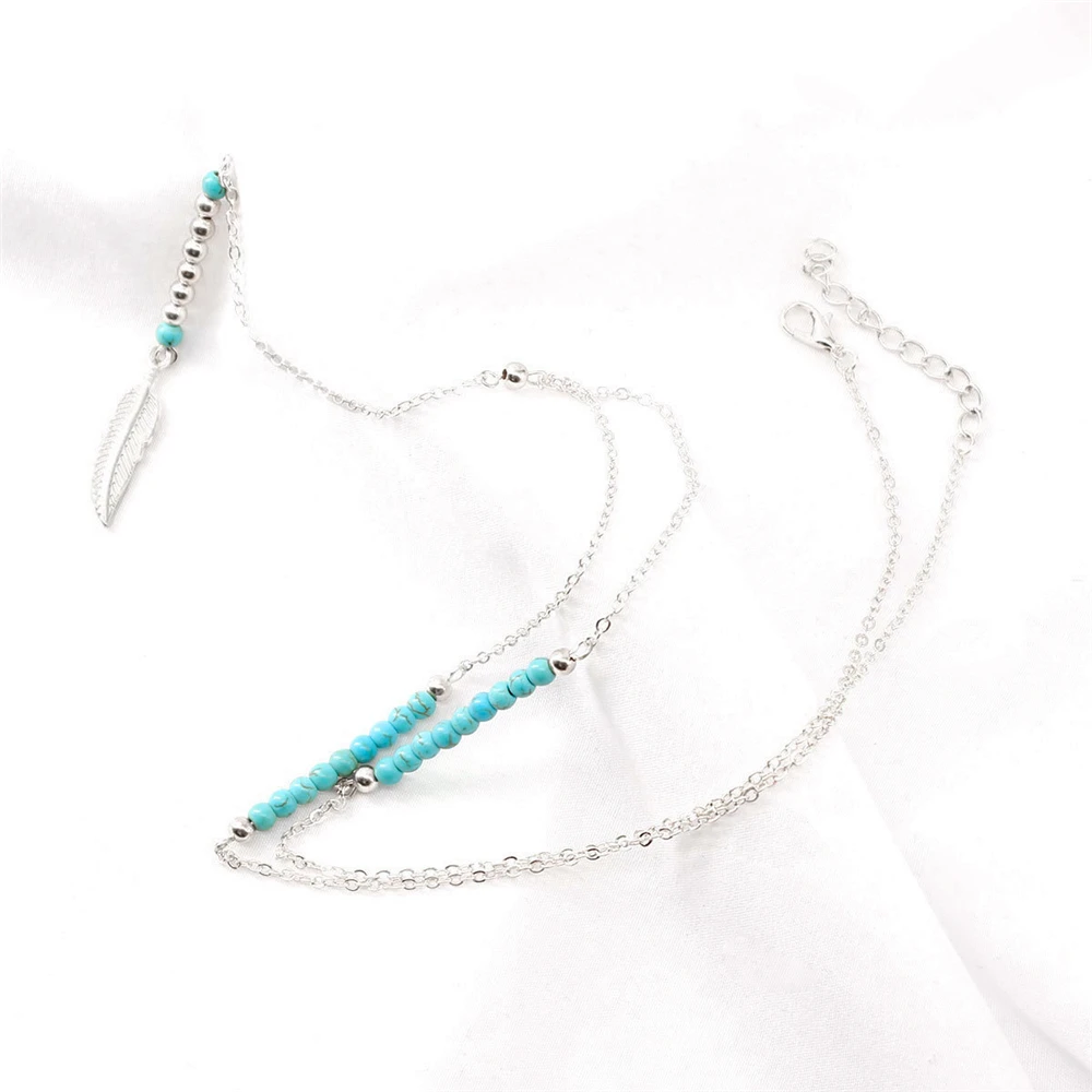 

LOREDANA Pine stone feather pendant necklace for women, creative partner accessories collarbone chain.Good figure