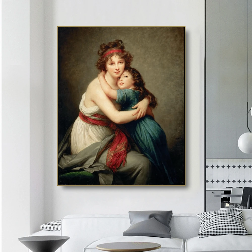 

Cassisy《Self Portrait Of The Artist With Her Daughter》Elisabeth Vigee-Lebrun Canvas Oil Painting Poster Wall Decor Decoration