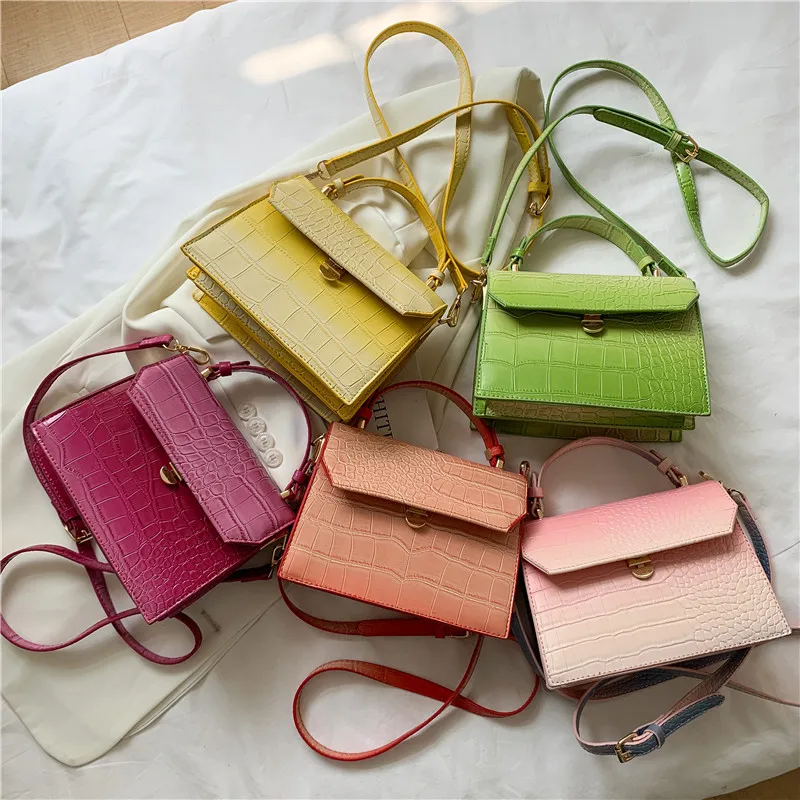 

Gradient Color Crocodile Pattern Shoulder Bags for Women 2021 Fashion Pu Leather Women's Designer Handbag Female Crossbody Bag
