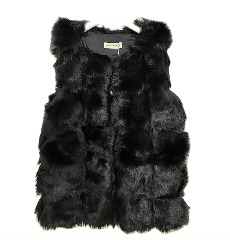 Spring Fall Winter New Fur Imitation Fox Coat Women Long Vest Abrigo Mujer Overwear Bontjas Fourrure Open Stitch | Женская одежда