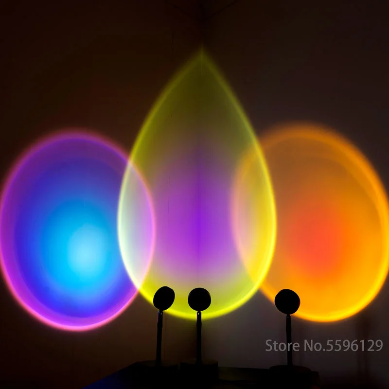 

USB Rainbow Sunset Red Projector Led Night Light Sun Projection Desk Lamp for Bedroom Bar Coffee Store Wall Decoration Lighting
