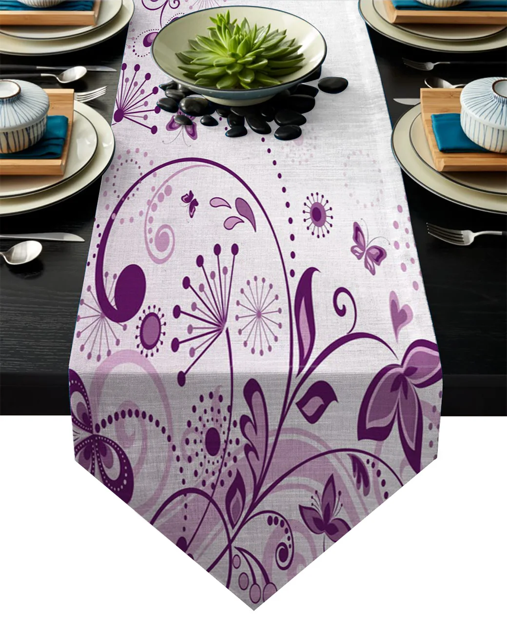 Flower Branch Bud Purple Table Runner Christmas Decorations for Home Decorarion | Дом и сад