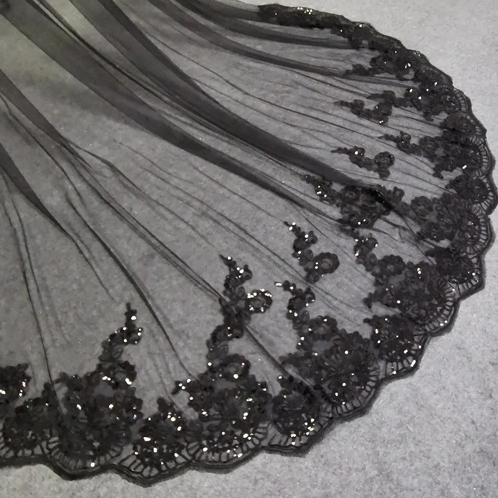 Реальные фотографии черные длинные свадебные болеры с блестками кружевная